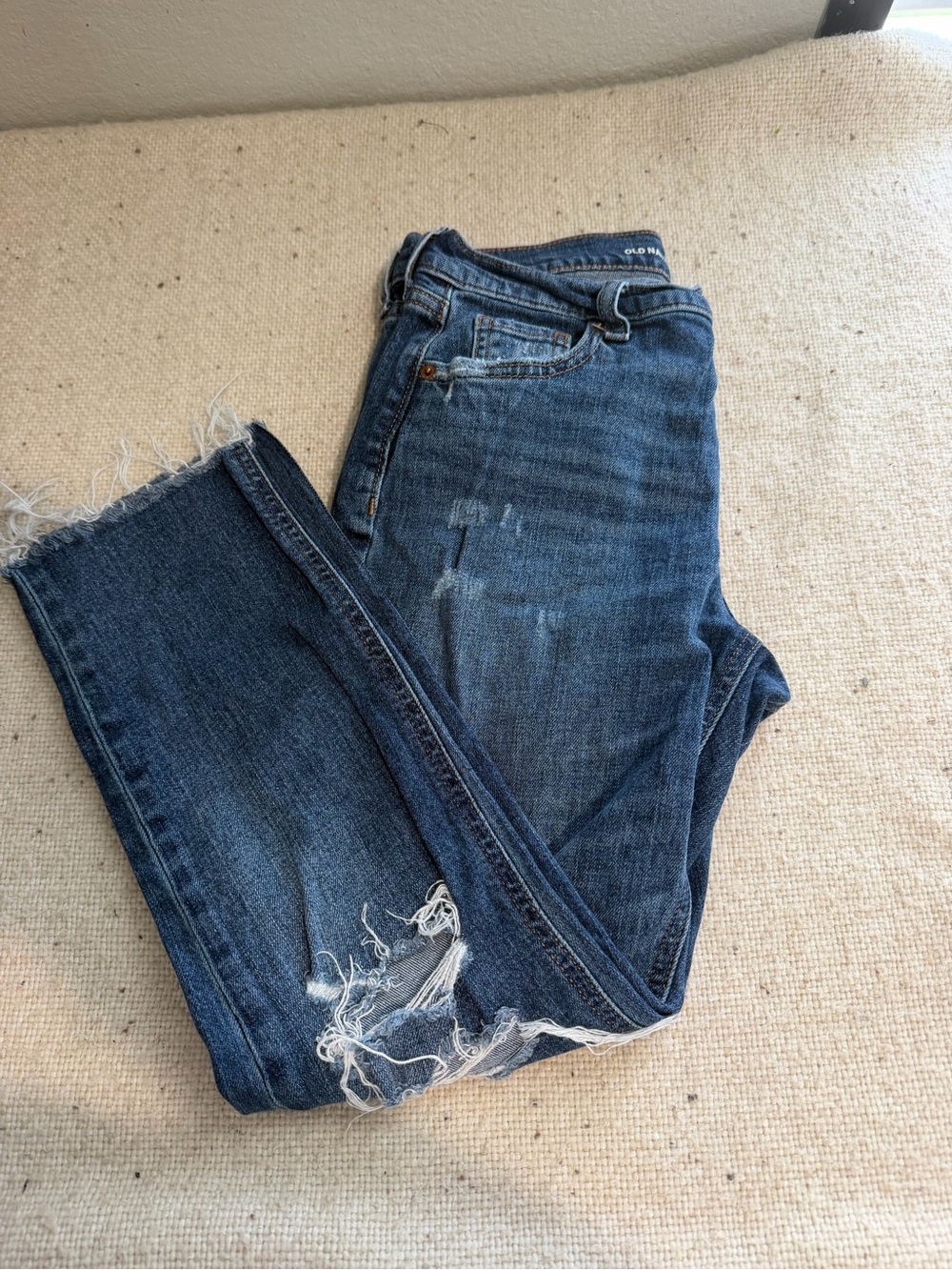 Old Navy Blue Straight-Leg Distressed Jeans